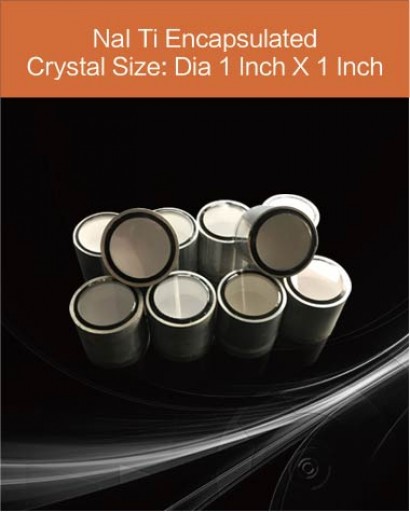 NaI Tl scintillation crystal, Thallium doped Sodium Iodide scintillation crystal, NaI Tl scintillator diameter 1 inch x 1 inch